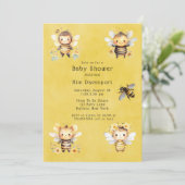 Invitation Baby shower de la floraison des abeilles (Debout devant)