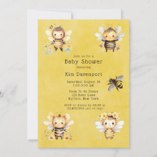 Invitation Baby shower de la floraison des abeilles