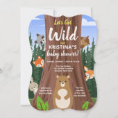 Invitation Baby shower de la forêt boisée pour bébés animaux (Devant)