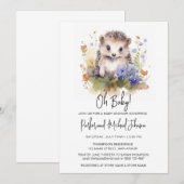 Invitation Baby shower de la forêt de Baby Hedgehog (Devant / Derrière)