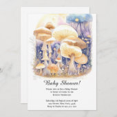 Invitation Baby shower de la forêt de champignons  (Devant / Derrière)