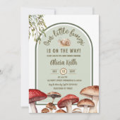 Invitation Baby shower de la forêt d'escargots et champignons (Devant)