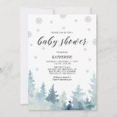 Invitation Baby shower de la forêt d'hiver Silver & Black Sno (Devant)