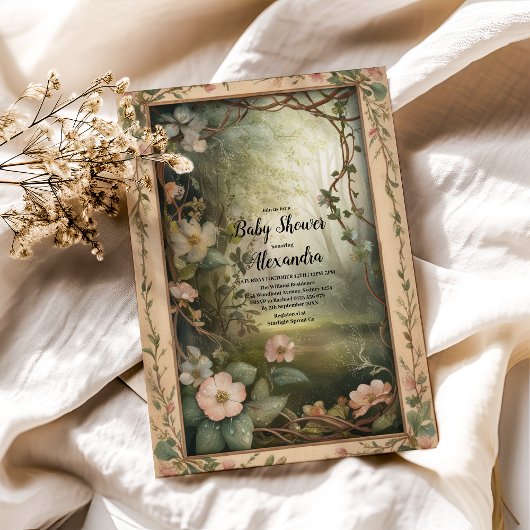 Invitation Baby shower de la Forêt Florale Magique