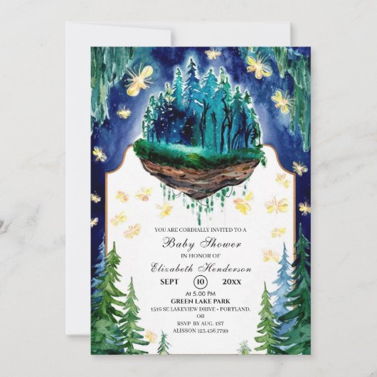 Invitation Baby shower de la forêt lunaire (Devant)