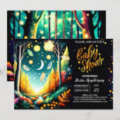 Invitation Baby shower de la forêt magique de lucioles (Devant / Derrière)