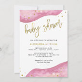 Invitation Baby shower de la géode rose et or (Devant)