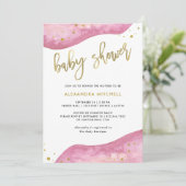 Invitation Baby shower de la géode rose et or (Debout devant)