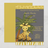 Invitation Baby shower de la Girafe Jaune de maman (Devant / Derrière)
