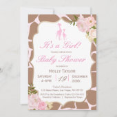 Invitation Baby shower de la Girafe rose (Devant)