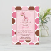 Invitation Baby shower de la Girafe rose (Debout devant)
