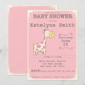 Invitation Baby shower de la Girafe Safari (Devant / Derrière)