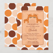 Invitation Baby shower de la Girafe Twins Orange (Devant / Derrière)