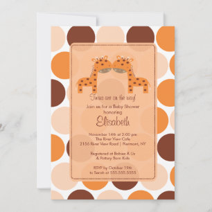 Invitation Baby shower de la Girafe Twins Orange
