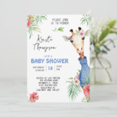 Invitation Baby shower de la Giraffe Bleue (Debout devant)
