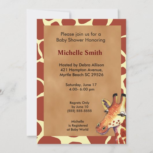 Invitation Baby shower de la Giraffe Cute (Devant)