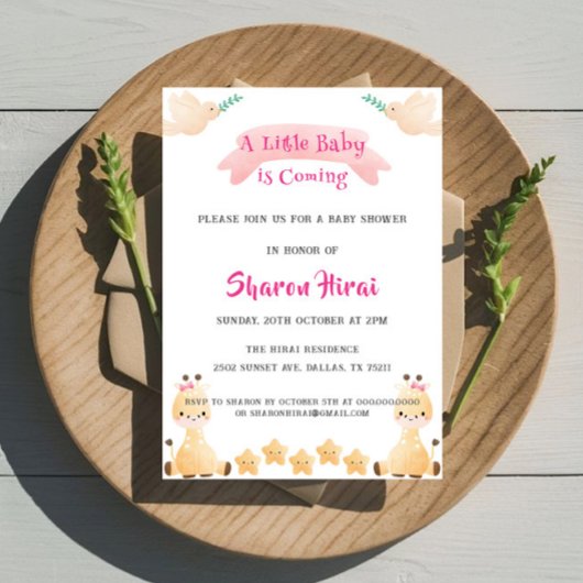 Invitation Baby shower de la Giraffe Cute
