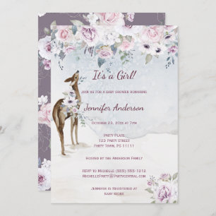 Invitation Baby shower de la jeune fille de cerfs Rose de Vio