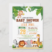 Invitation Baby shower de la jungle (Devant)