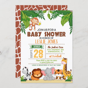 Invitation Baby shower de la jungle