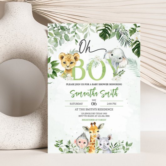 Invitation Baby shower de la jungle