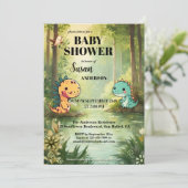 Invitation Baby shower de la jungle de Dragon Whimsical (Debout devant)
