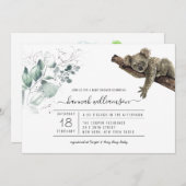 Invitation Baby shower de la Jungle de Koala (Devant / Derrière)