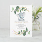 Invitation Baby shower de la jungle des éléphants (Debout devant)