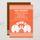 Invitation Baby shower de la jungle des éléphants (Devant / Derrière)