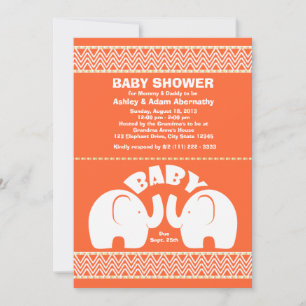 Invitation Baby shower de la jungle des éléphants