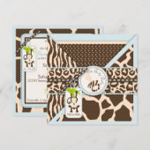 Invitation Baby shower de la jungle des singes-pacifistes (Devant / Derrière)