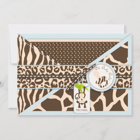 Invitation Baby shower de la jungle des singes-pacifistes (Devant)