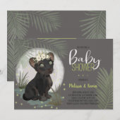 Invitation Baby shower de la Jungle Florale Black  (Devant / Derrière)