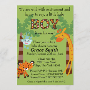 Invitation Baby shower de la jungle "Garçon"