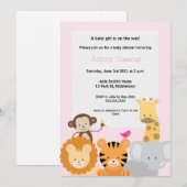 Invitation Baby shower de la jungle Safari - Fille (Devant / Derrière)