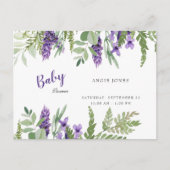 Invitation Baby shower de la lavande de feuillage (Devant)