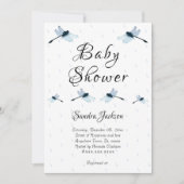 Invitation Baby shower de la libellule bleue (Devant)