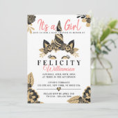 Invitation Baby shower de la licorne d'or noir fil (Debout devant)