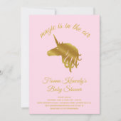 Invitation Baby shower de la licorne rose magique (Devant)