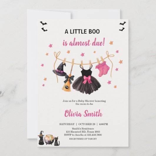 Invitation Baby shower de la ligne de linge de petite fille B (Devant)