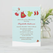 Invitation Baby shower de la ligne de vêtements d'hiver (Debout devant)