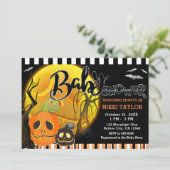Invitation Baby shower de la lune Citrouille d'Halloween (Debout devant)