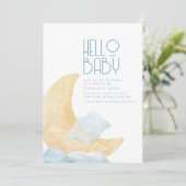 Invitation Baby shower de la lune douce et des nua (Debout devant)