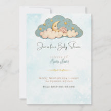 Invitation Baby shower de la lune et des étoiles