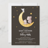 Invitation Baby shower de la lune et des étoiles (Devant)