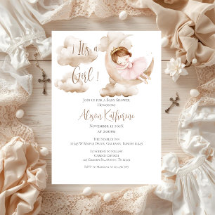 Invitation Baby shower de la lune et des nuages po