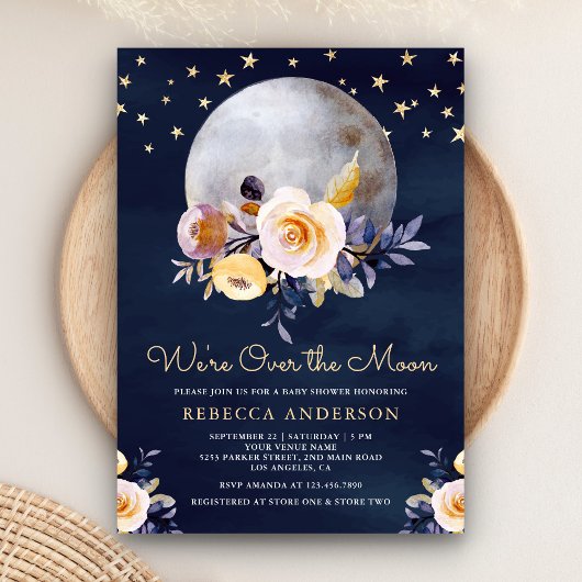 Invitation Baby shower de la lune florale Terre Boho de la Ma