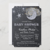 Invitation Baby shower de la lune Little Star Twin (Devant)