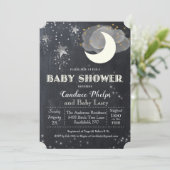 Invitation Baby shower de la lune Little Star Twin (Debout devant)
