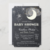 Invitation Baby shower de la lune Little Star Twin (Devant)